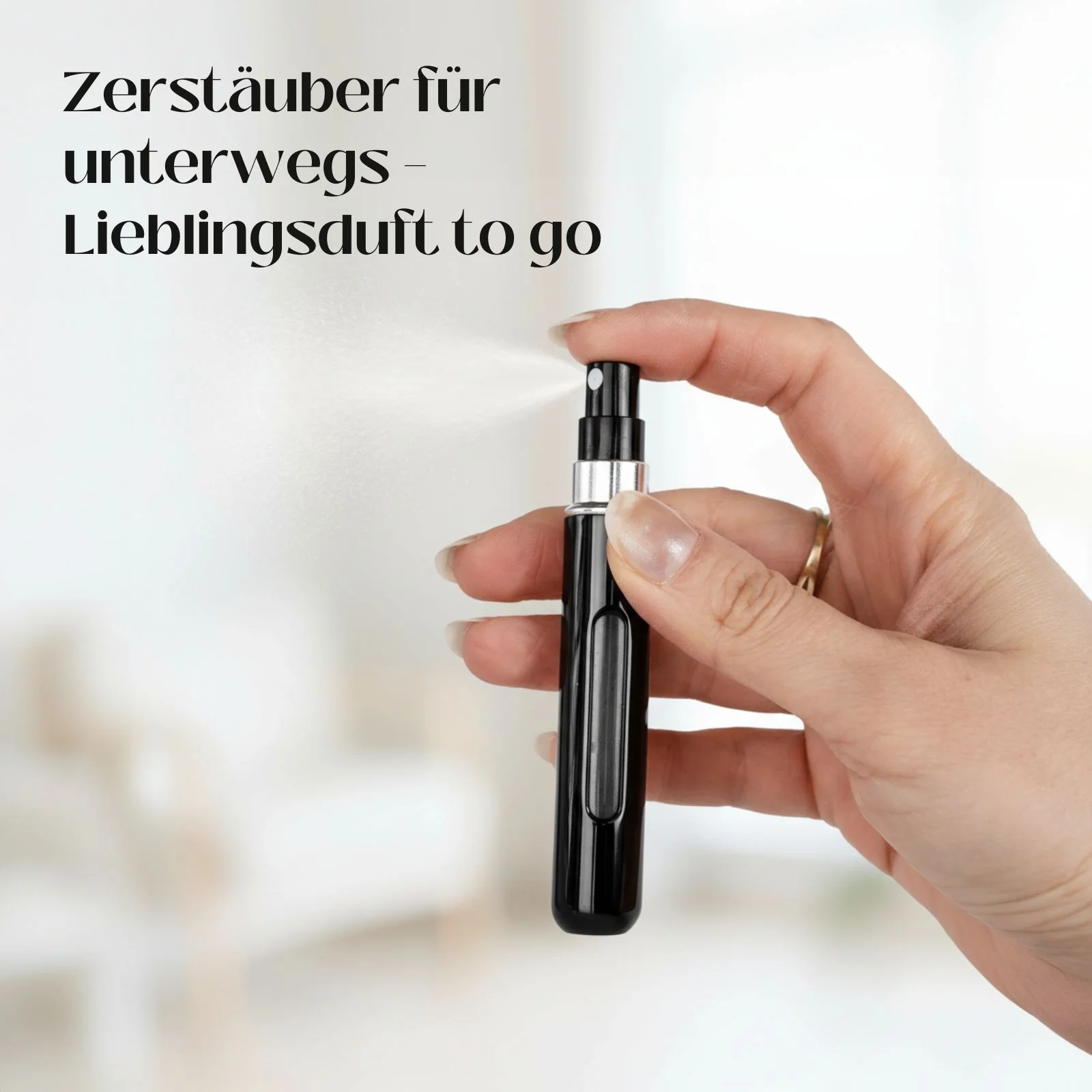 2er-Set Mini-Parfümzerstäuber 8ml Parfum Vaporisateur Matt-Goldig Schwarz - Image 2
