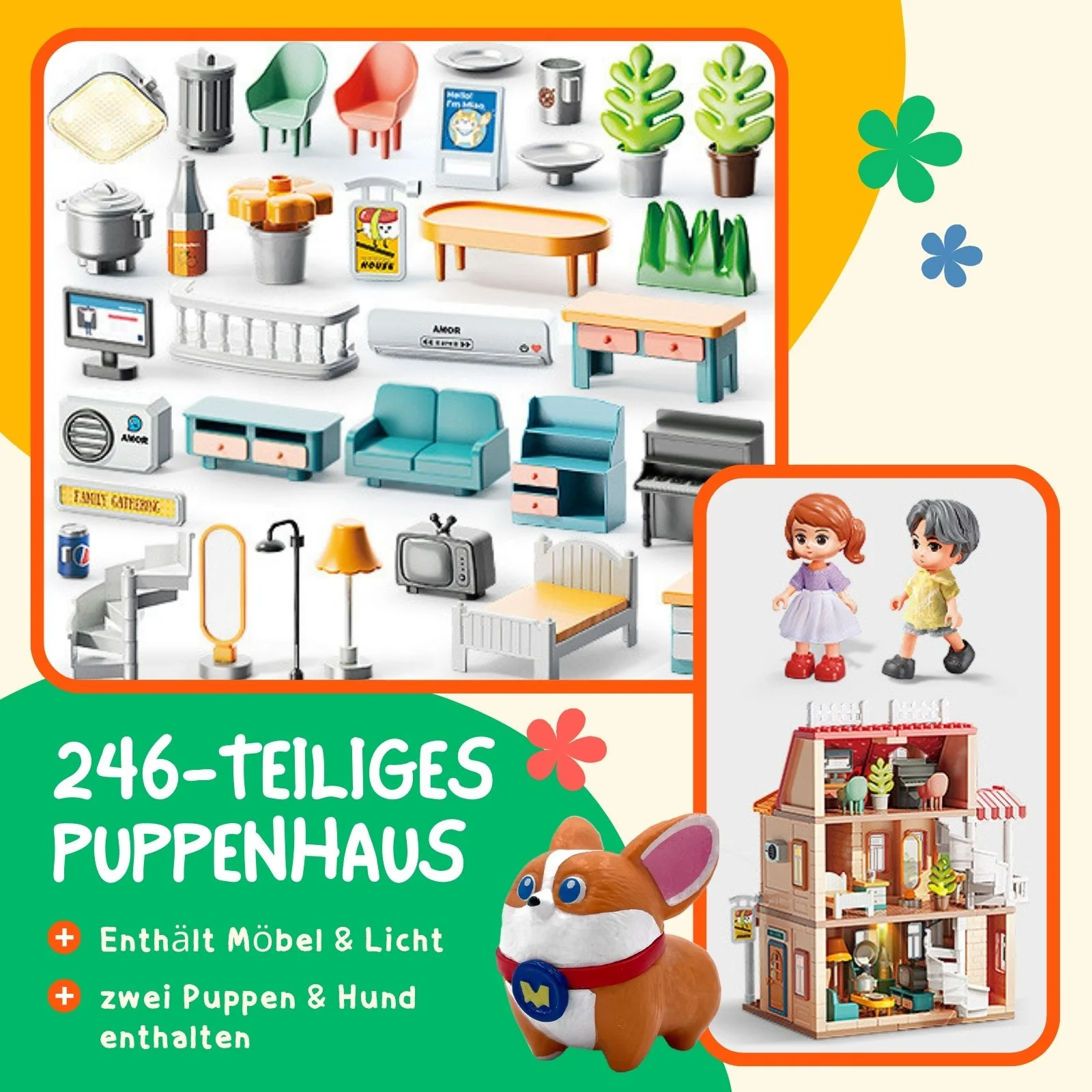 Puppen Haus Spielhaus Möbel Spielzeug Stube Villa Residenz Schloss - Image 2
