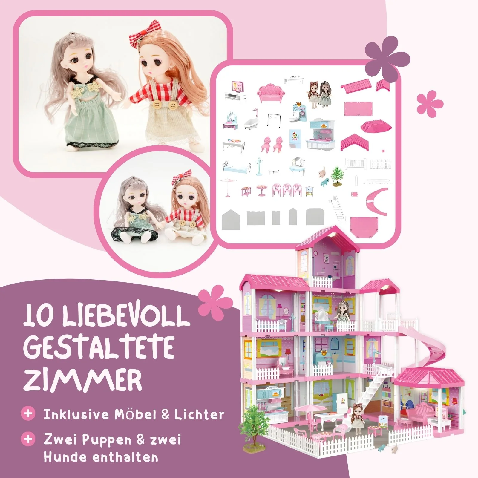 Puppen Haus Spielhaus Villa Stube Möbel Spielzeug Residenz Schloss - Image 2