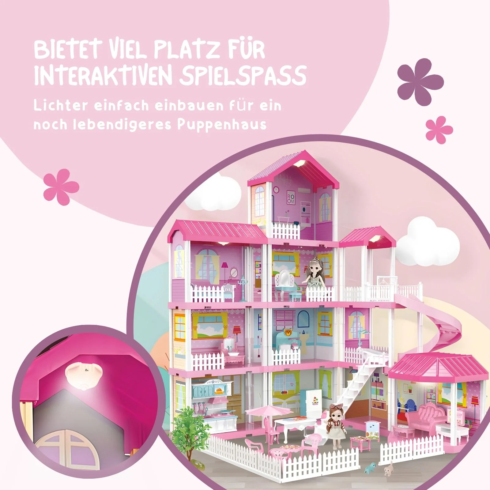 Puppen Haus Spielhaus Villa Stube Möbel Spielzeug Residenz Schloss - Image 4