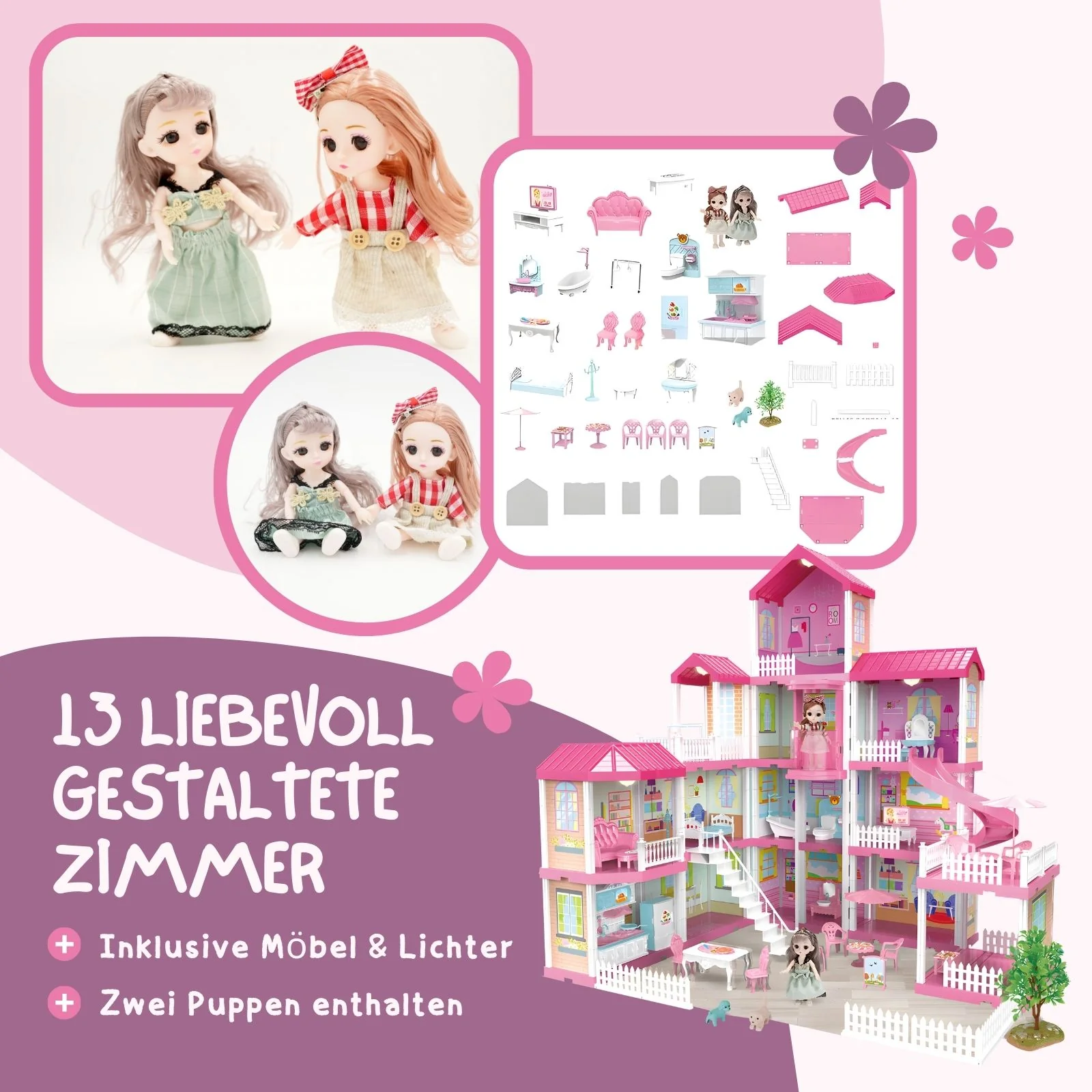 Puppen Haus Spielzeug Stube Möbel Spielhaus Villa Residenz Schloss - Image 2
