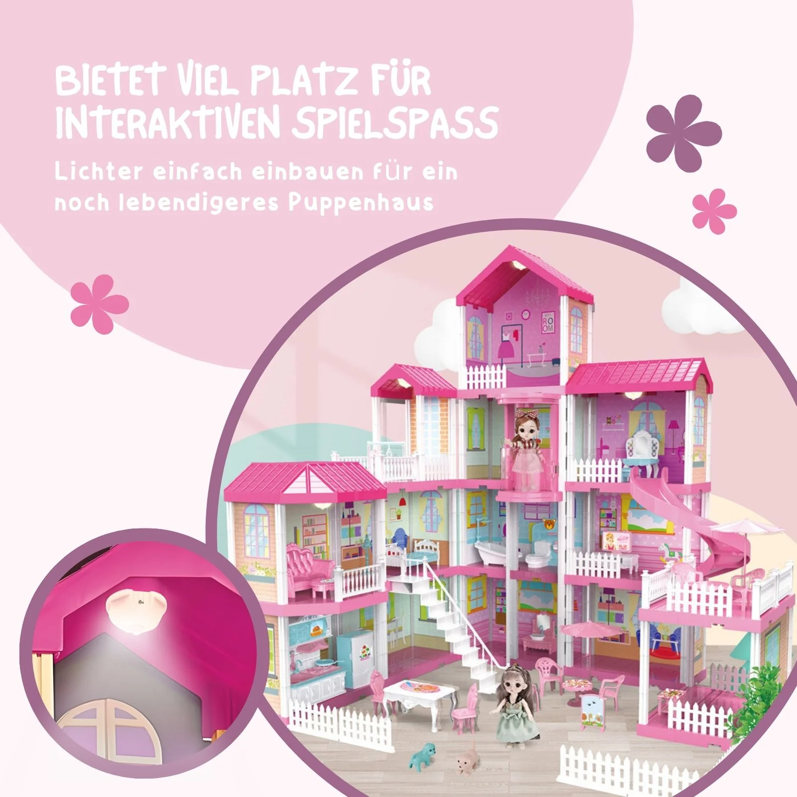 Puppen Haus Spielzeug Stube Möbel Spielhaus Villa Residenz Schloss - Image 3