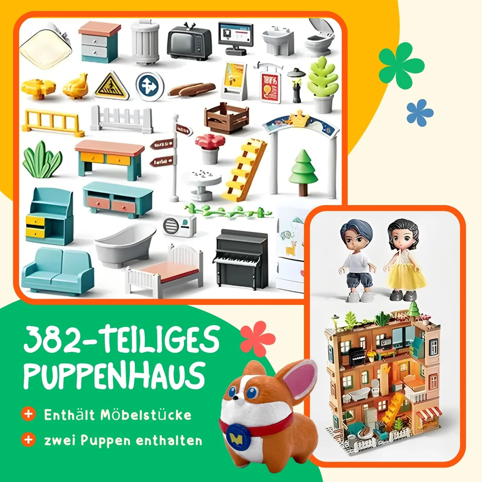 Puppen Haus Villa Spielhaus Möbel Spielzeug Stube Residenz Schloss - Image 2