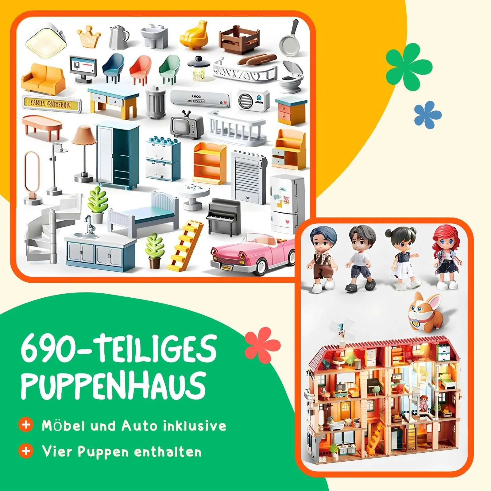 Puppen Villa Spielhaus Haus Möbel Spielzeug Stube Residenz Schloss - Image 2