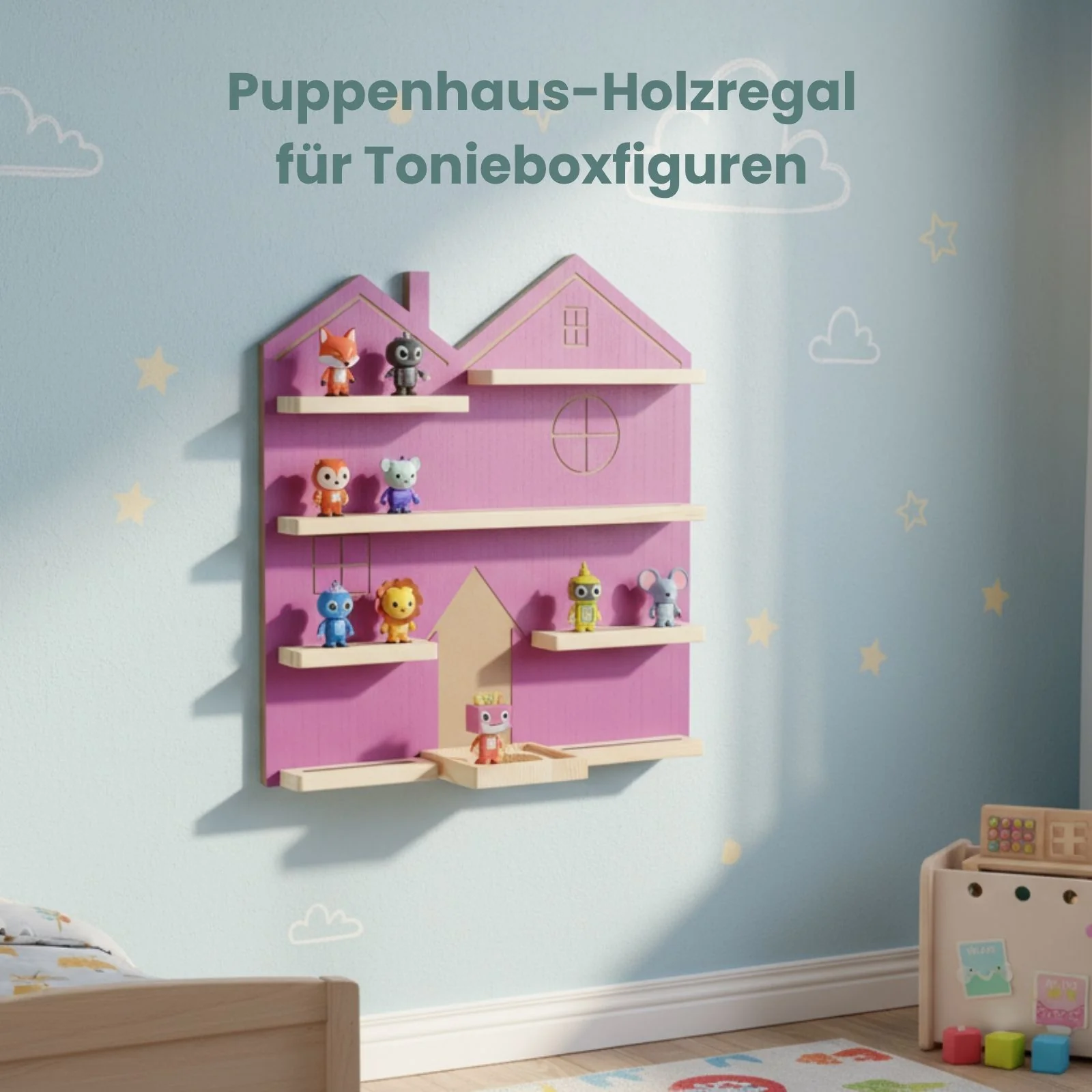 Puppenhaus-Holzregal für Toniebox und Toniefiguren Wandregal - Image 2