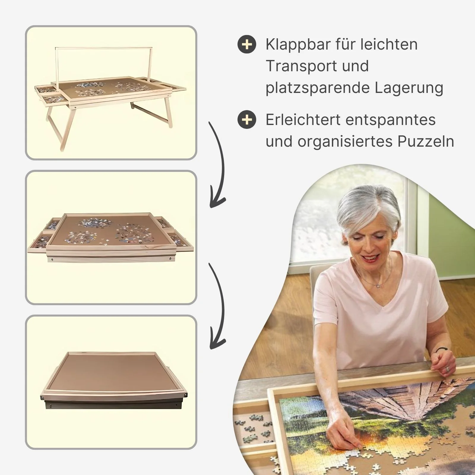 Puzzletisch für 500 Teile mit LED-Leiste und Auszügen Puzzlebrett - Image 4