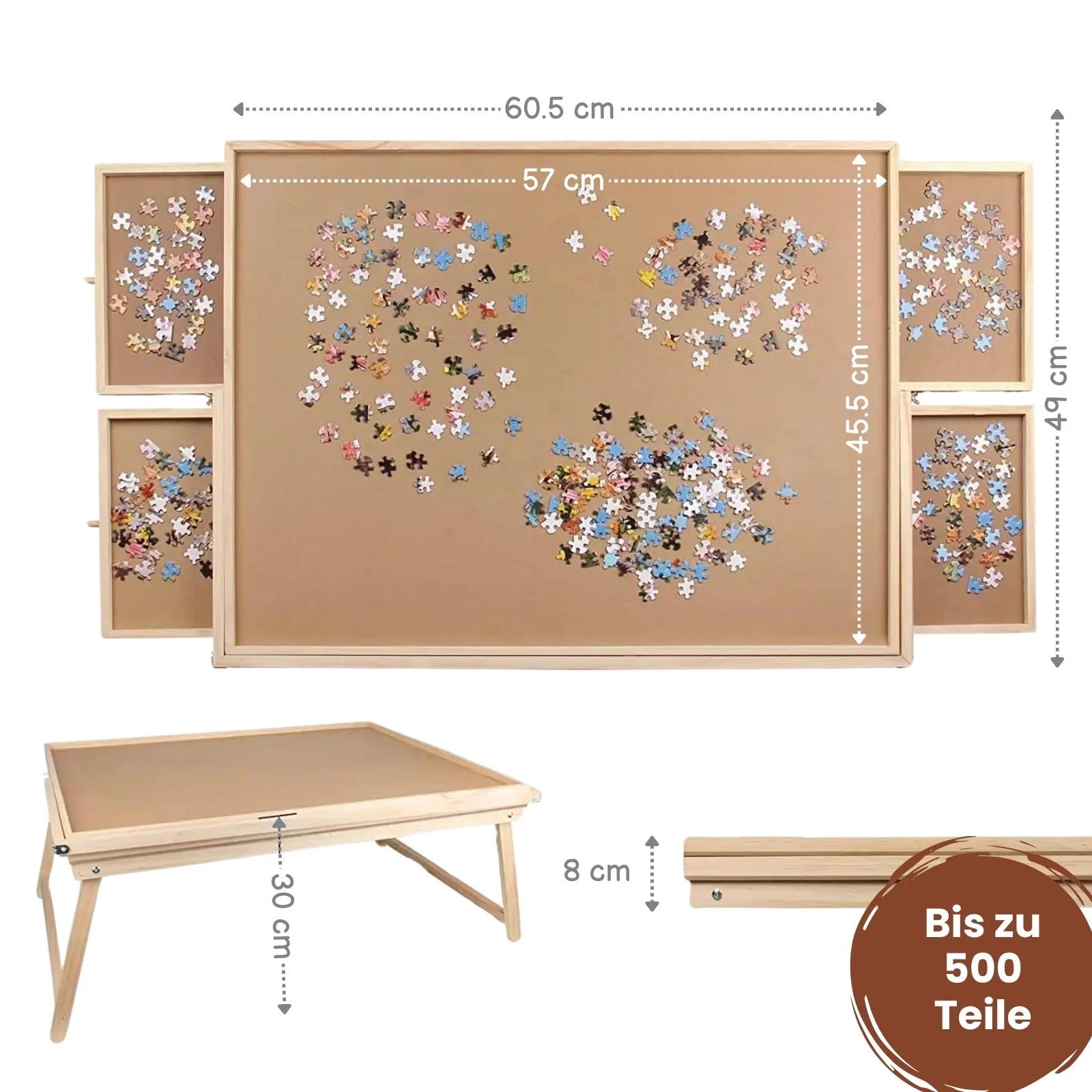 Puzzletisch für 500 Teile mit LED-Leiste und Auszügen Puzzlebrett - Image 5