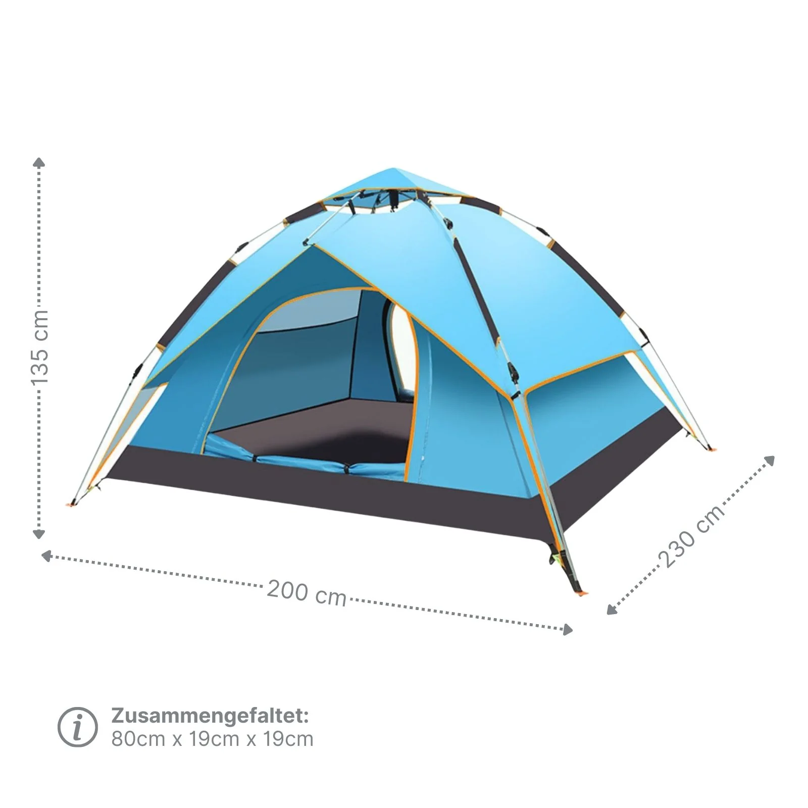 Quick-Up-Zelt für 3-4 Personen Campingzelt Automatikzelt Festivalzelt - Image 7