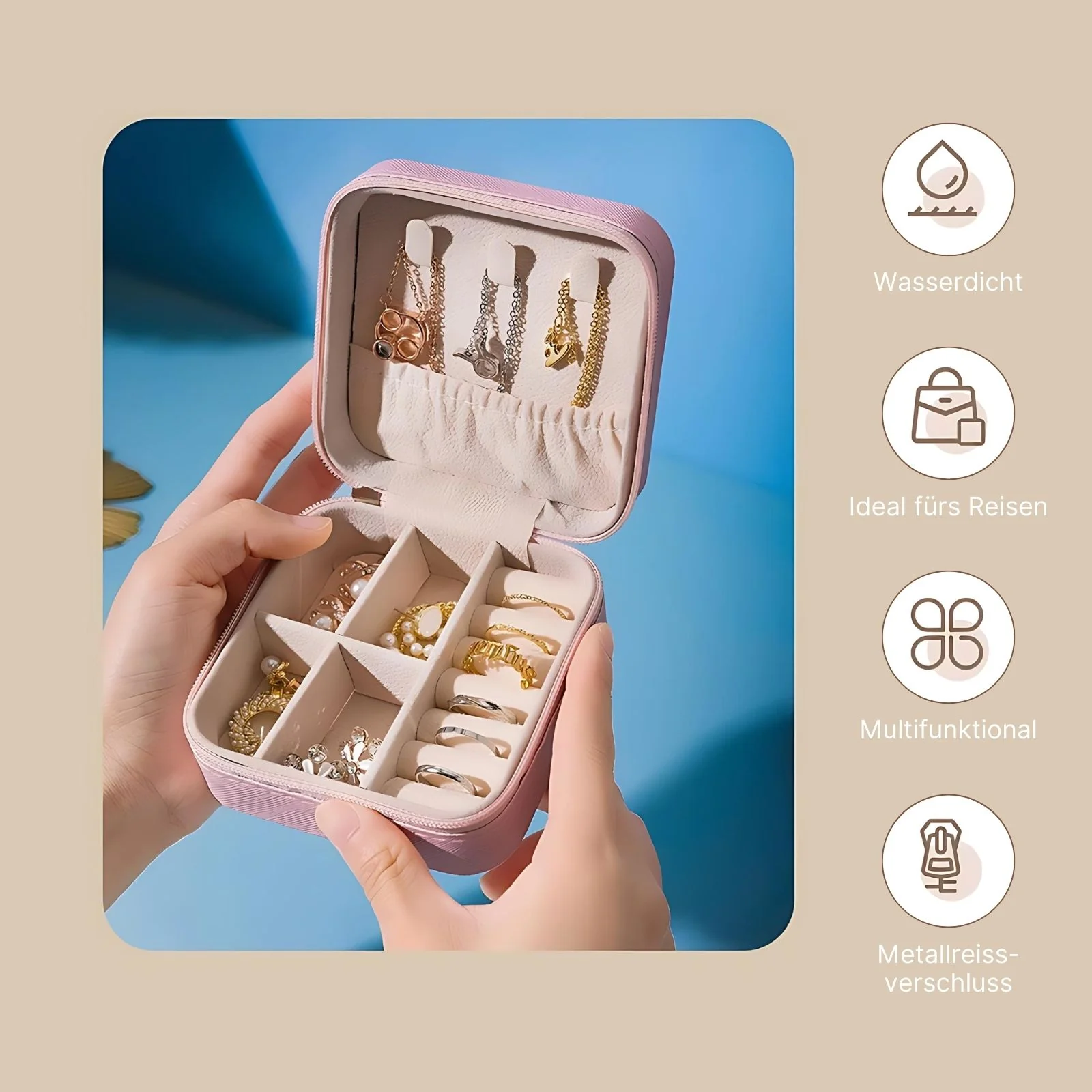 Reise-Schmuckkästchen Schmucketui Schmuckschatulle Travel Jewelry Box - Image 5