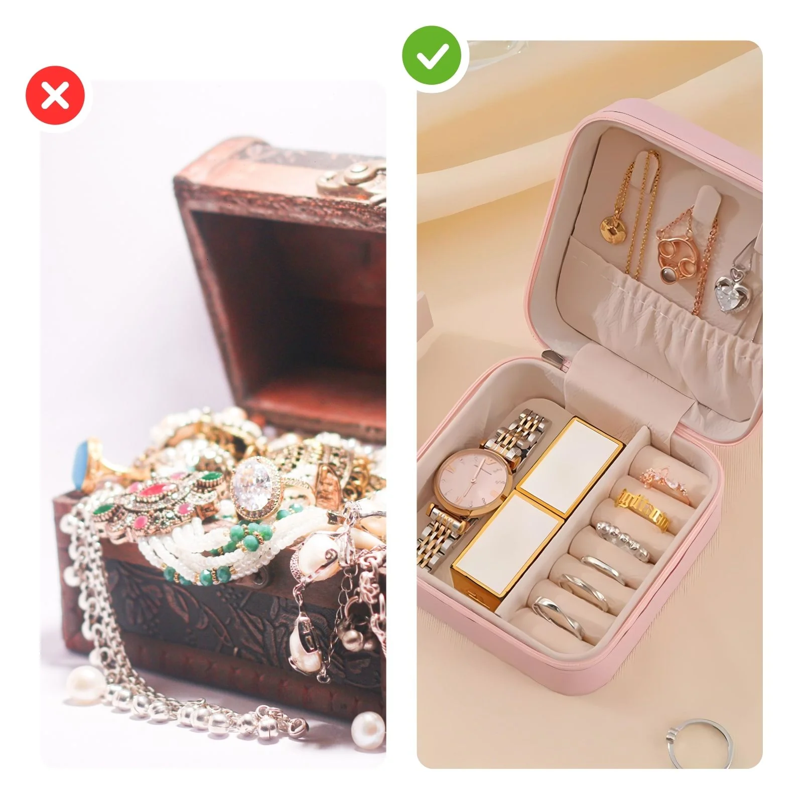 Reise-Schmuckkästchen Schmucketui Schmuckschatulle Travel Jewelry Box - Image 6