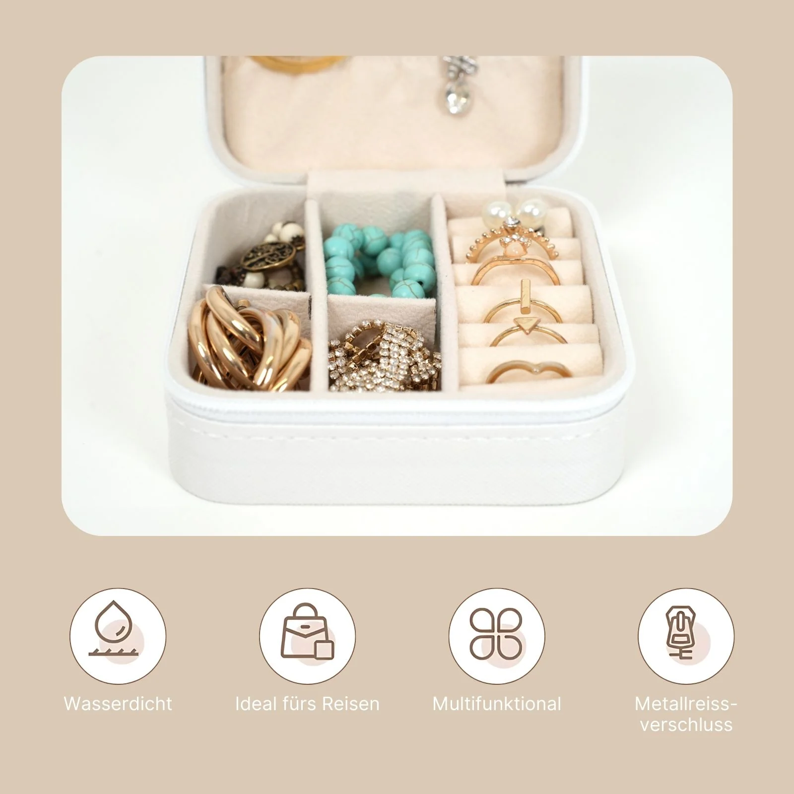 Reise-Schmuckschatulle Schmuckkästchen Schmucketui Travel Jewelry Box - Image 4