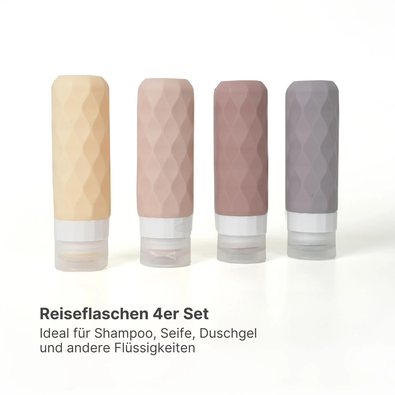 4er Set Reiseflaschen Squeeze-Flasche Quetschflasche Silikonbehälter Shampoo-Behälter - Image 2