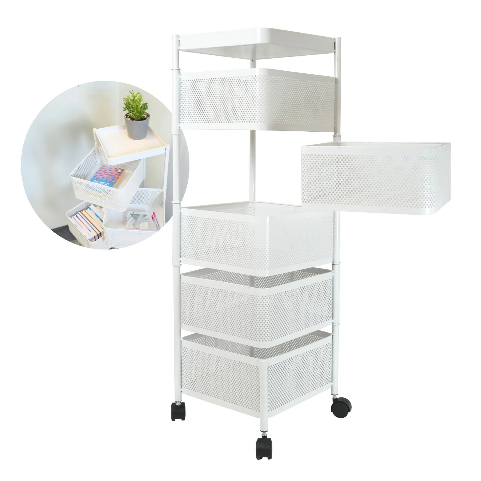 Rollwagen Servierwagen Küchenwagen Organizer Aufbewahrungsregal Aufbewahrungskorb