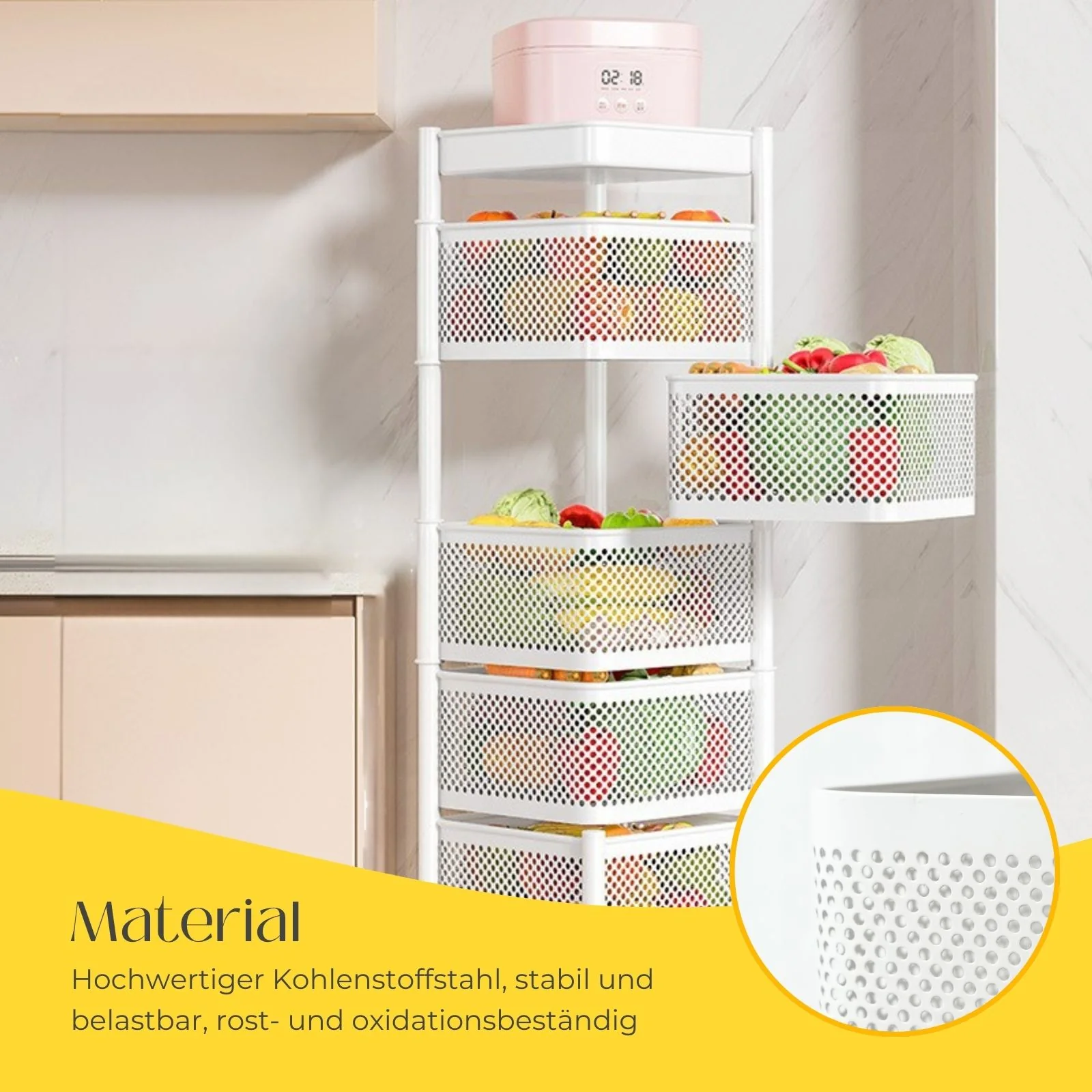 Rollwagen Servierwagen Küchenwagen Organizer Aufbewahrungsregal Aufbewahrungskorb - Image 4