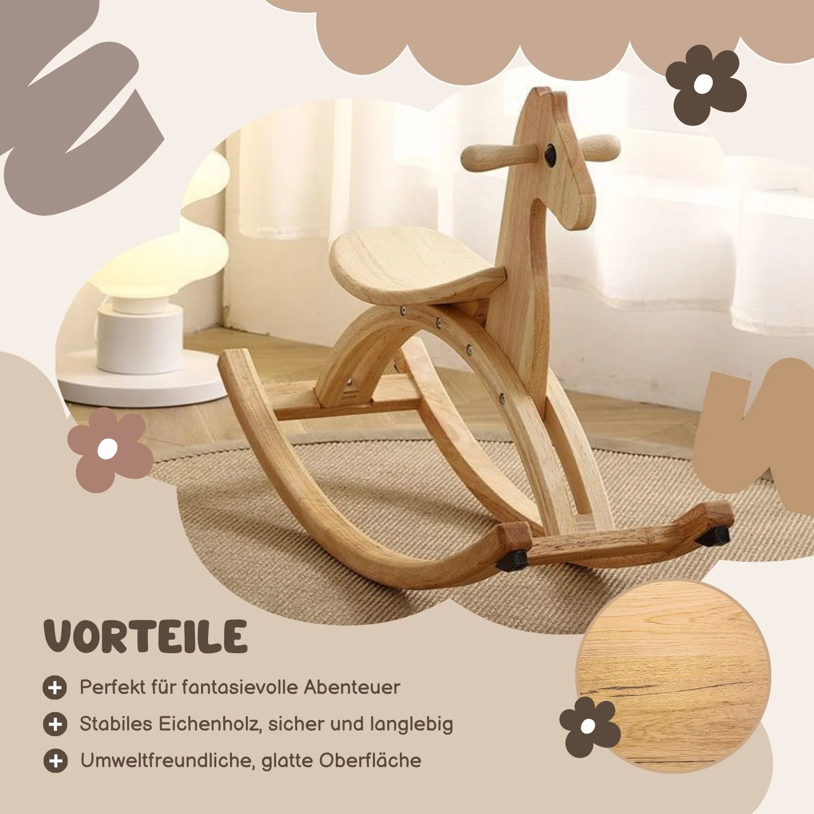 Schaukelpferd Holzpferd Kinderspielzeug Spielzeugpferd Holzspielzeug - Image 2