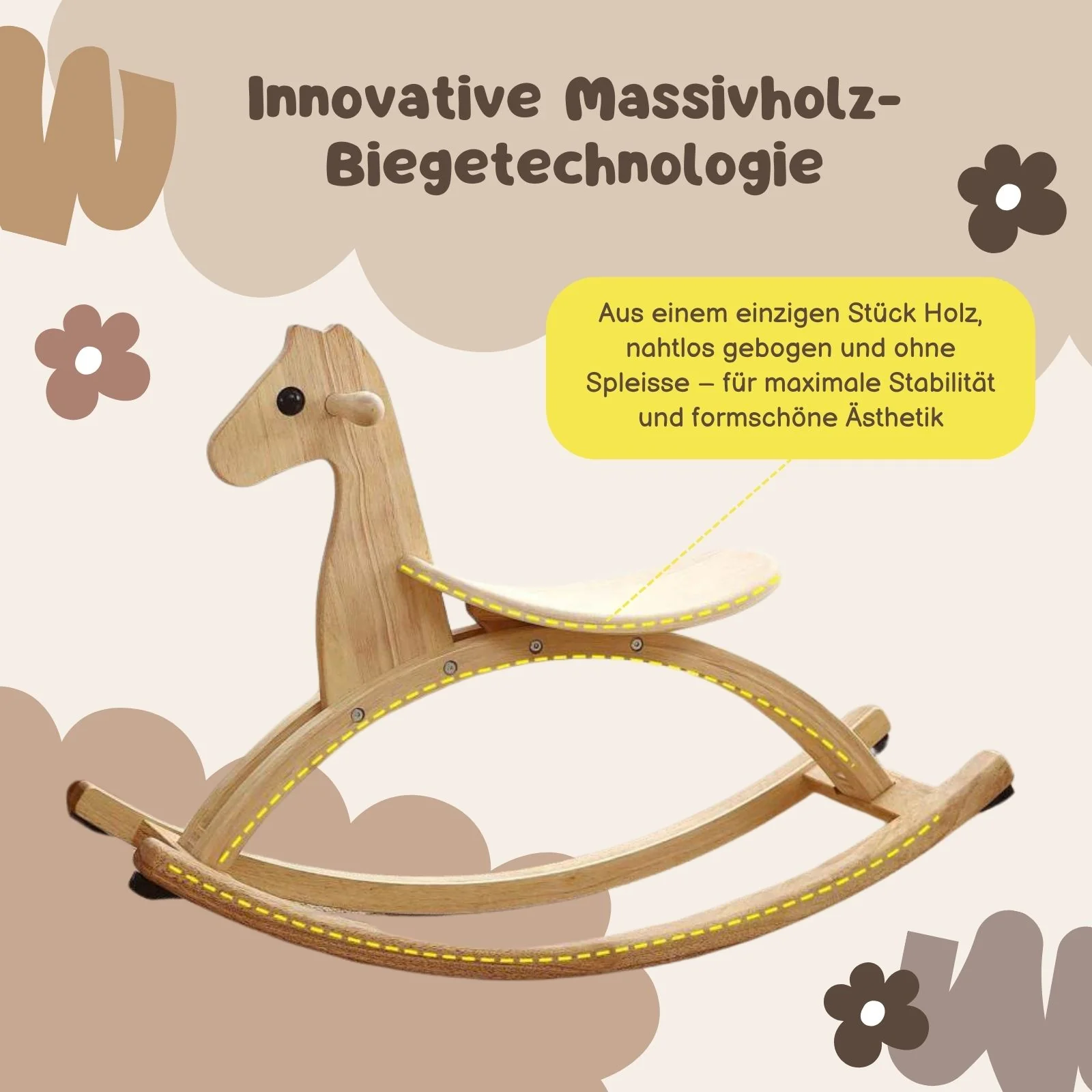 Schaukelpferd Holzpferd Kinderspielzeug Spielzeugpferd Holzspielzeug - Image 3