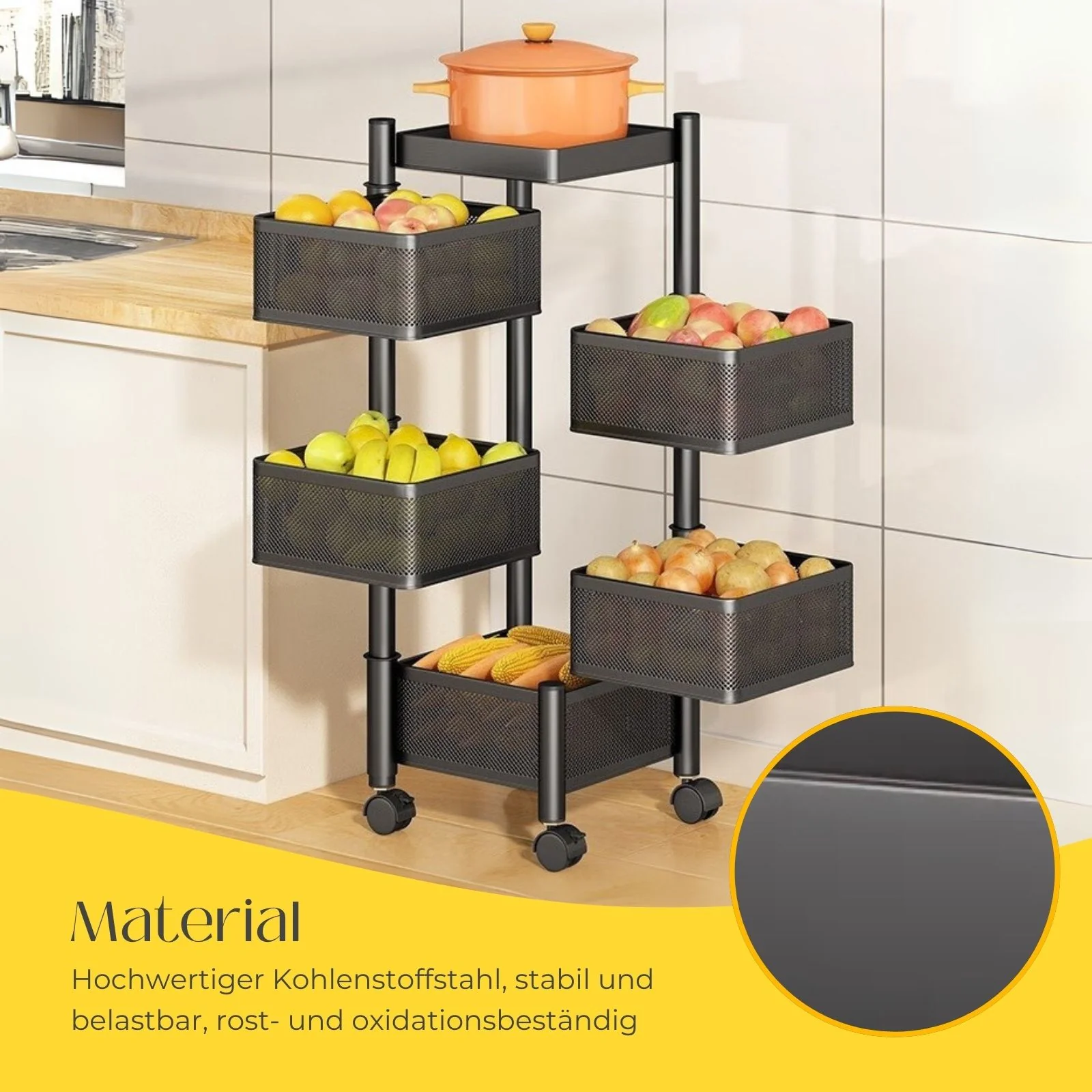 Servierwagen Küchenwagen Organizer Aufbewahrungsregal Rollwagen - Image 4