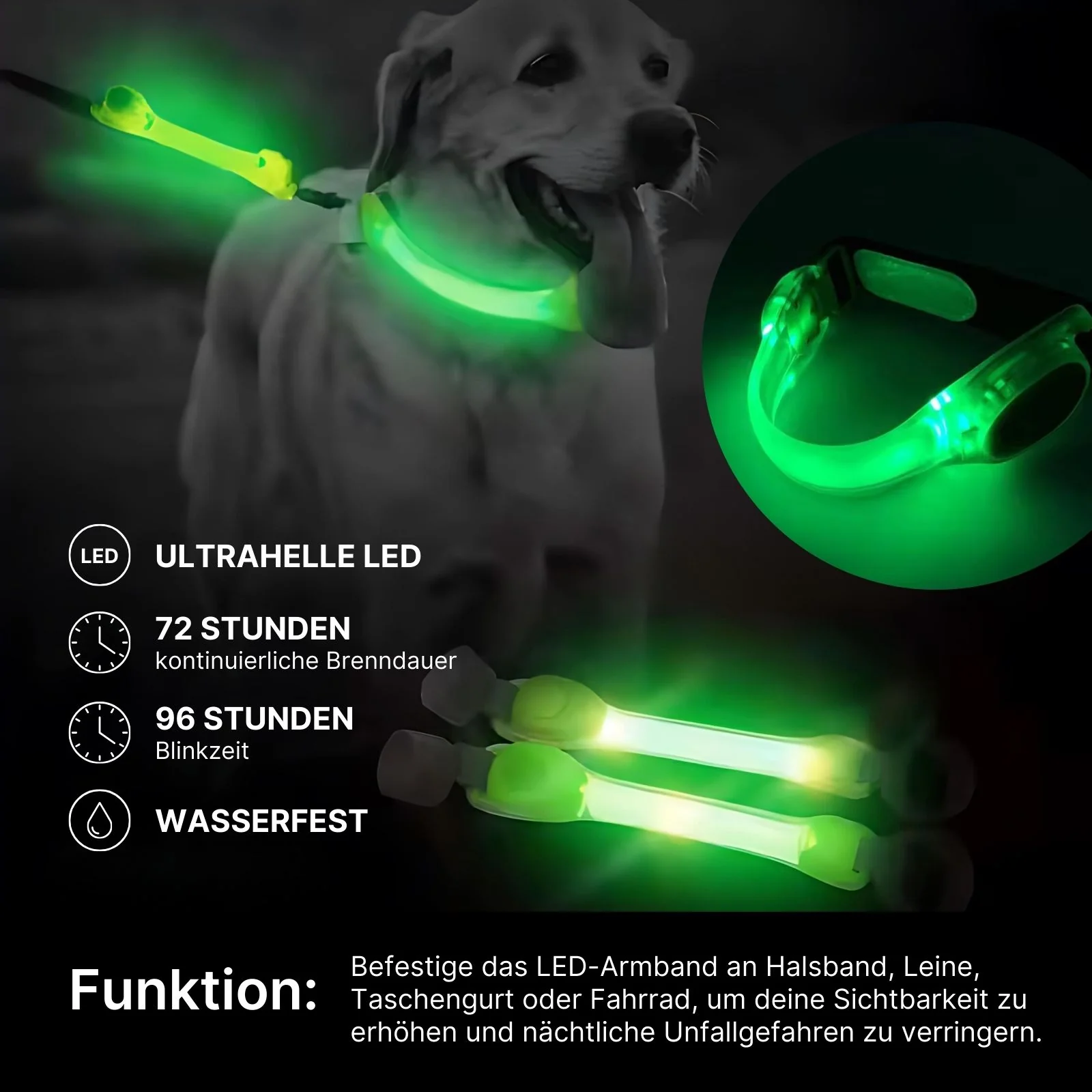 LED-Sicherheitsarmband Armband Warnarmband Laufarmband Leuchtarmband - Image 3