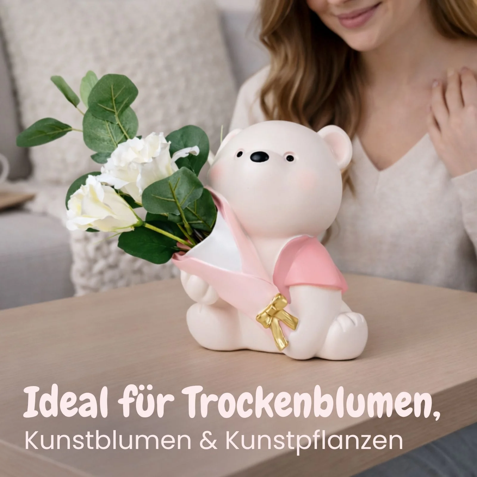 Sitzender Bär-Vase Dekoration Blumenarrangement Wohnaccessoire - Image 3