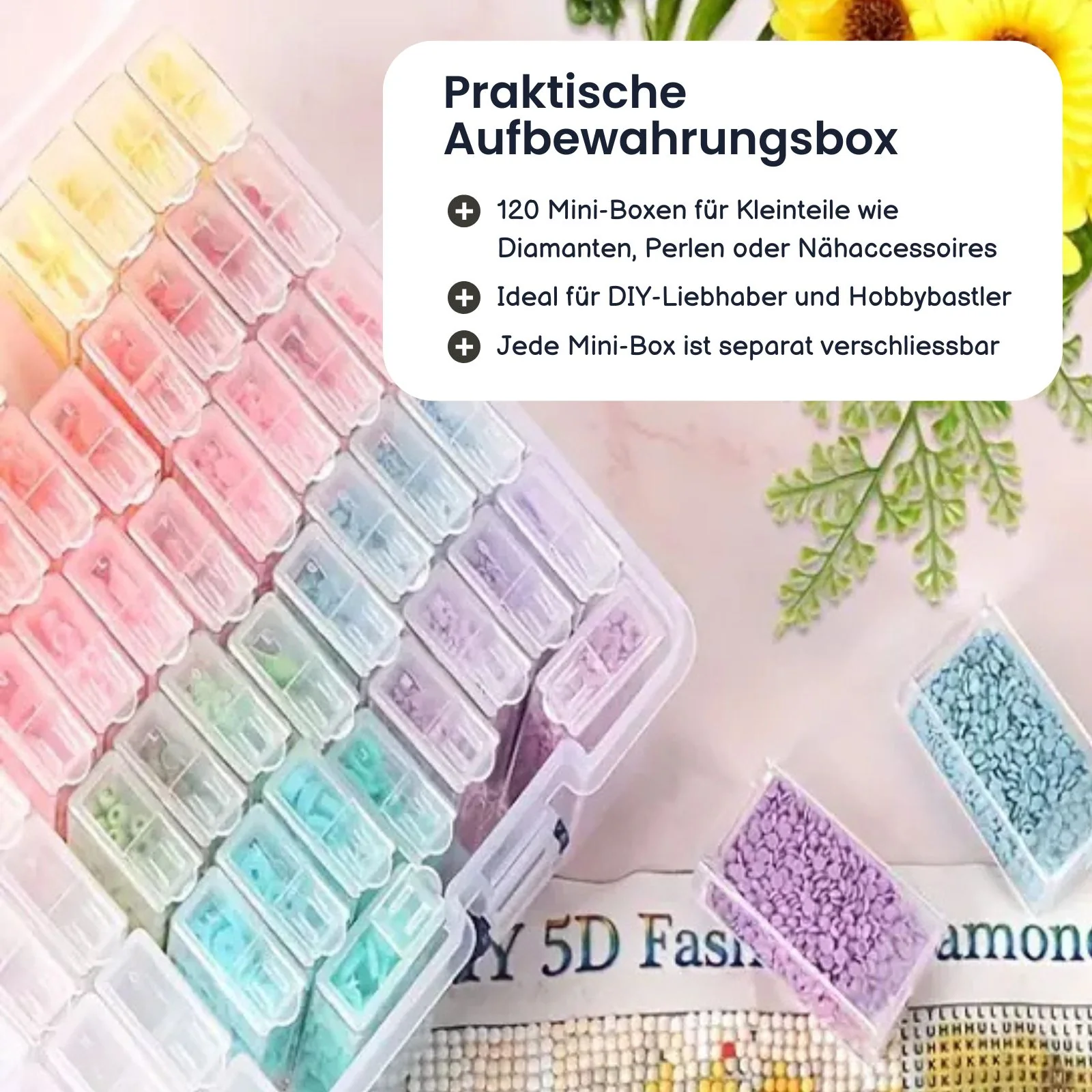 Sortierbox Aufbewahrungsbox DIY-Diamond Painting-Organizer mit Aufklebern - Image 2