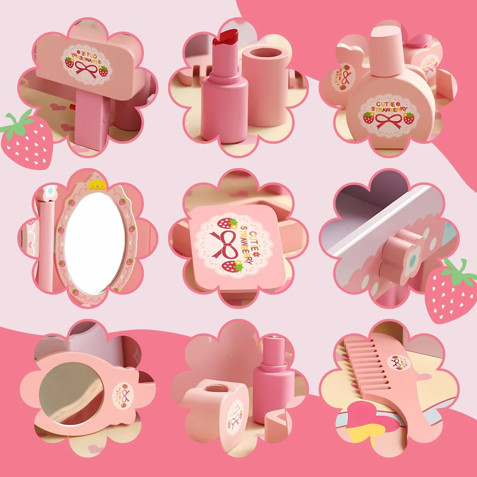 Spiel Schminktisch für Kinder Kosmetik Kommode Schminkspiegel Beauty Tisch - Image 4