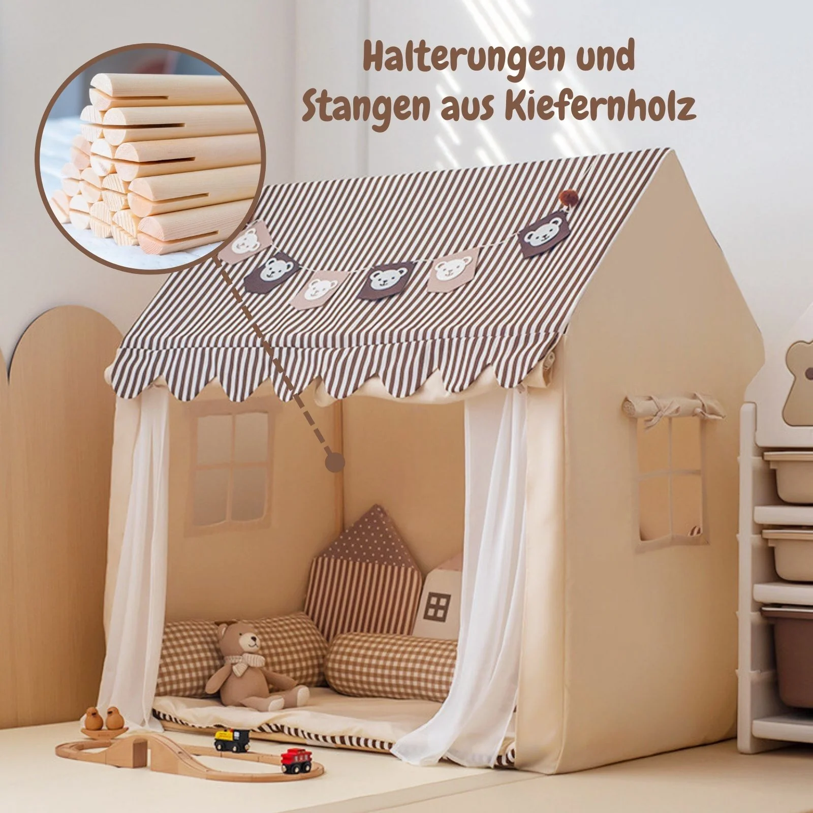 Spielhütte Kinder-Spielhaus Hauszelt Kinderzelt Spielzelt Kuschelhaus - Image 4