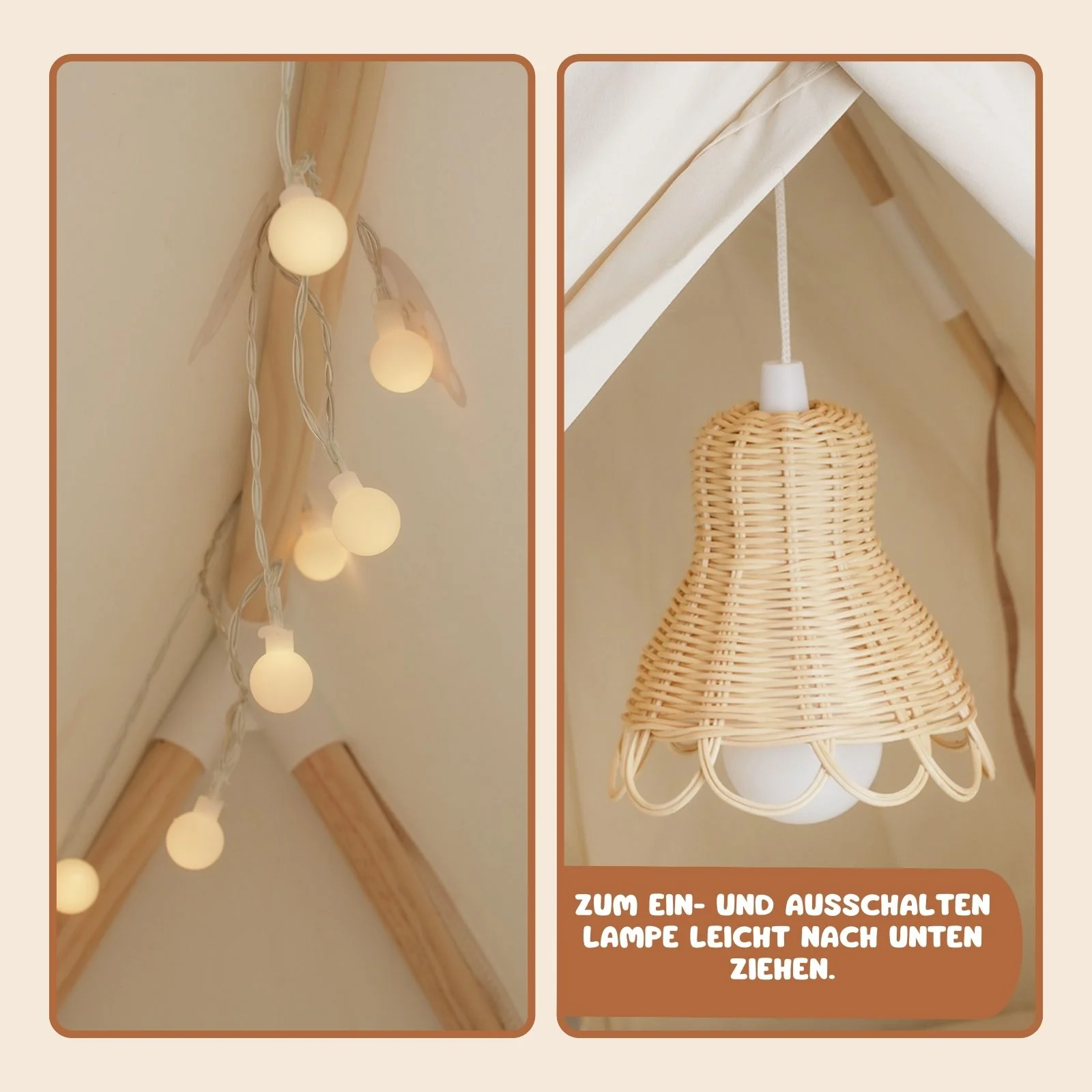 Spielzelt mit Lampe Kinderzelt Kuschelzelt Tipi für Kinder Indoor-Zelt - Image 8
