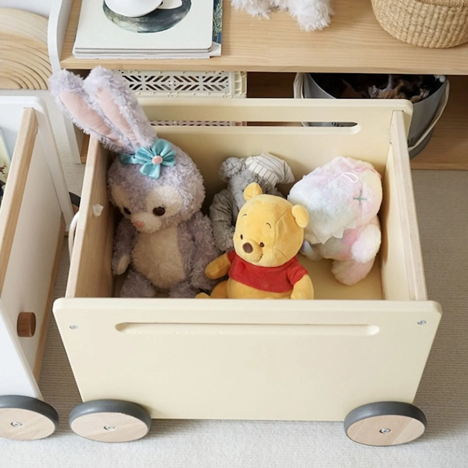 Spielzeugkiste auf Rollen Holz-Rollbox Spielzeugwagen Bücherkiste - Image 7