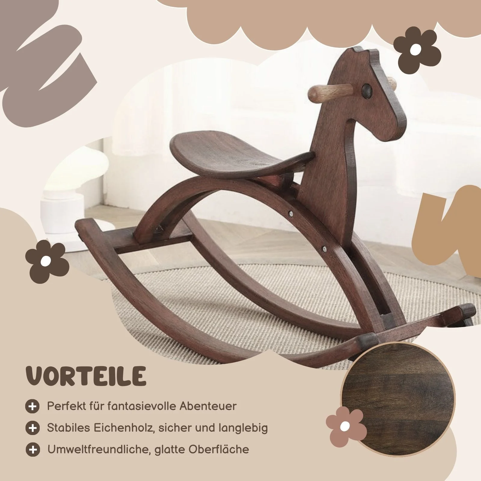 Spielzeugpferd Kinderspielzeug Schaukelpferd Holzpferd Holzspielzeug - Image 2