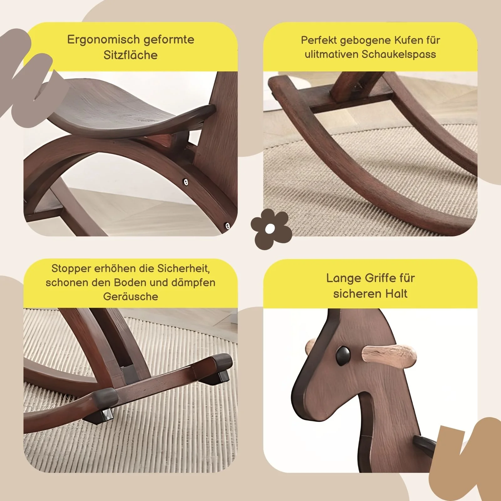 Spielzeugpferd Kinderspielzeug Schaukelpferd Holzpferd Holzspielzeug - Image 4