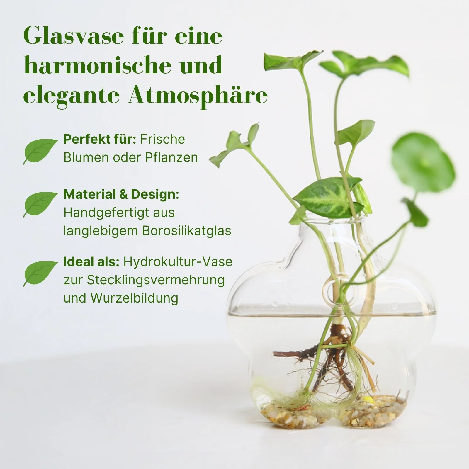 Stehende Glasvase Blütenform Blumenvase Vase Dekoration - Image 2