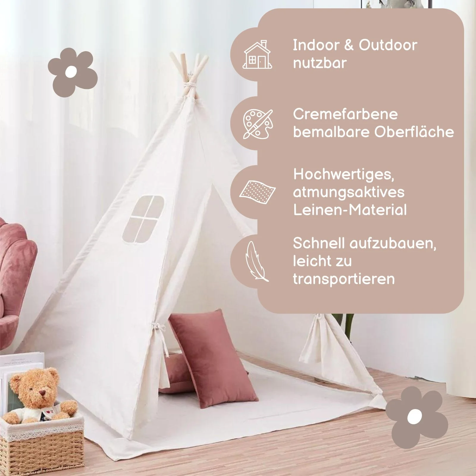 Tipi für Kinder Zelt Spielzelt Kinderzelt Indoor-Zelt - Image 2
