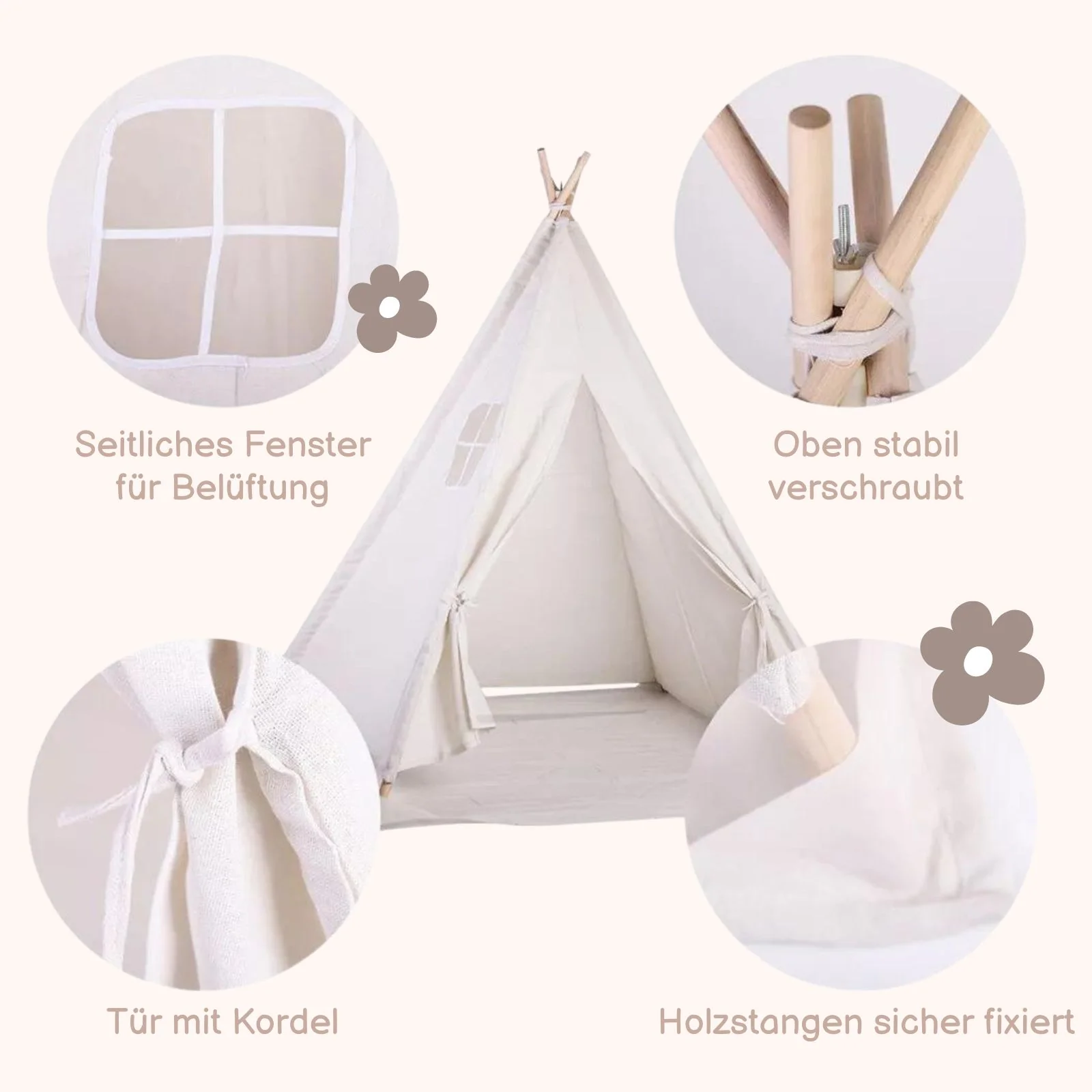 Tipi für Kinder Zelt Spielzelt Kinderzelt Indoor-Zelt - Image 4