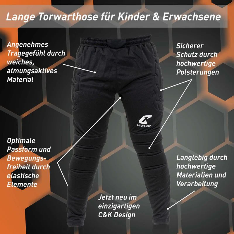 Torwarthose Flight Protection Gr. 128 Schwarz Fussball Goalie Torwart Trainingshose - Image 3