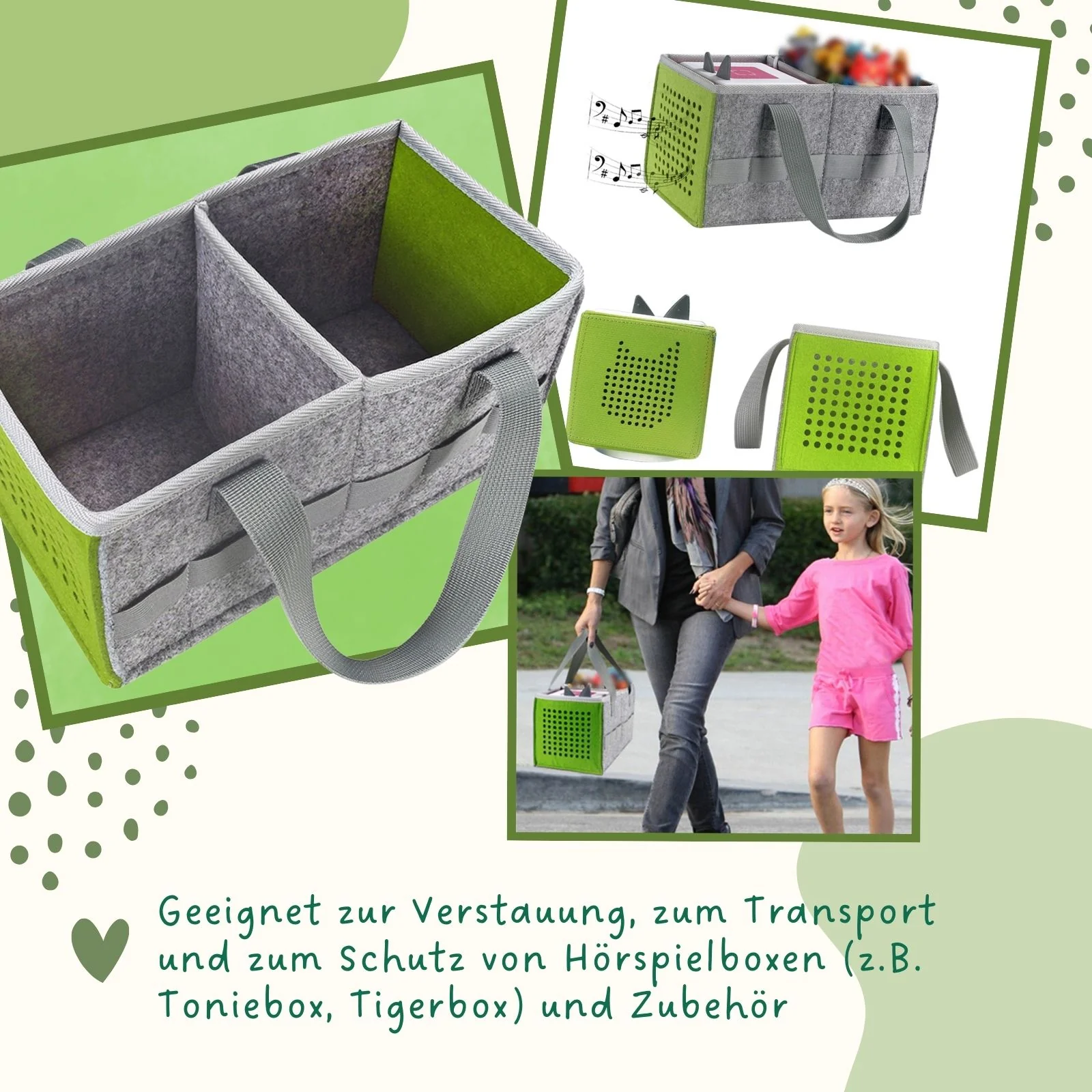 Aufbewahrungstasche für Hörspielbox und Figuren Organizer-Tasche für Hörspiel Grün - Image 3