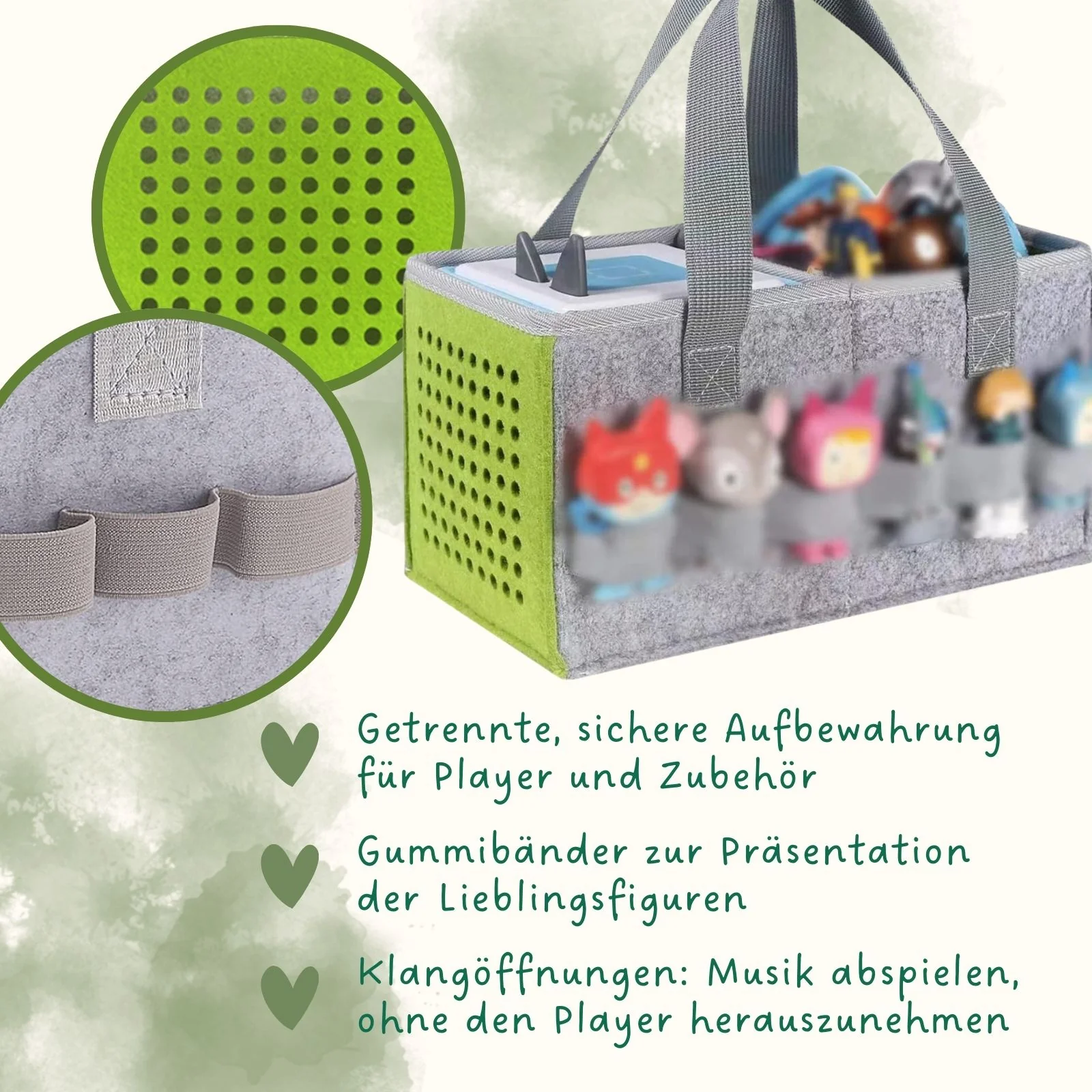 Aufbewahrungstasche für Hörspielbox und Figuren Organizer-Tasche für Hörspiel Grün - Image 4