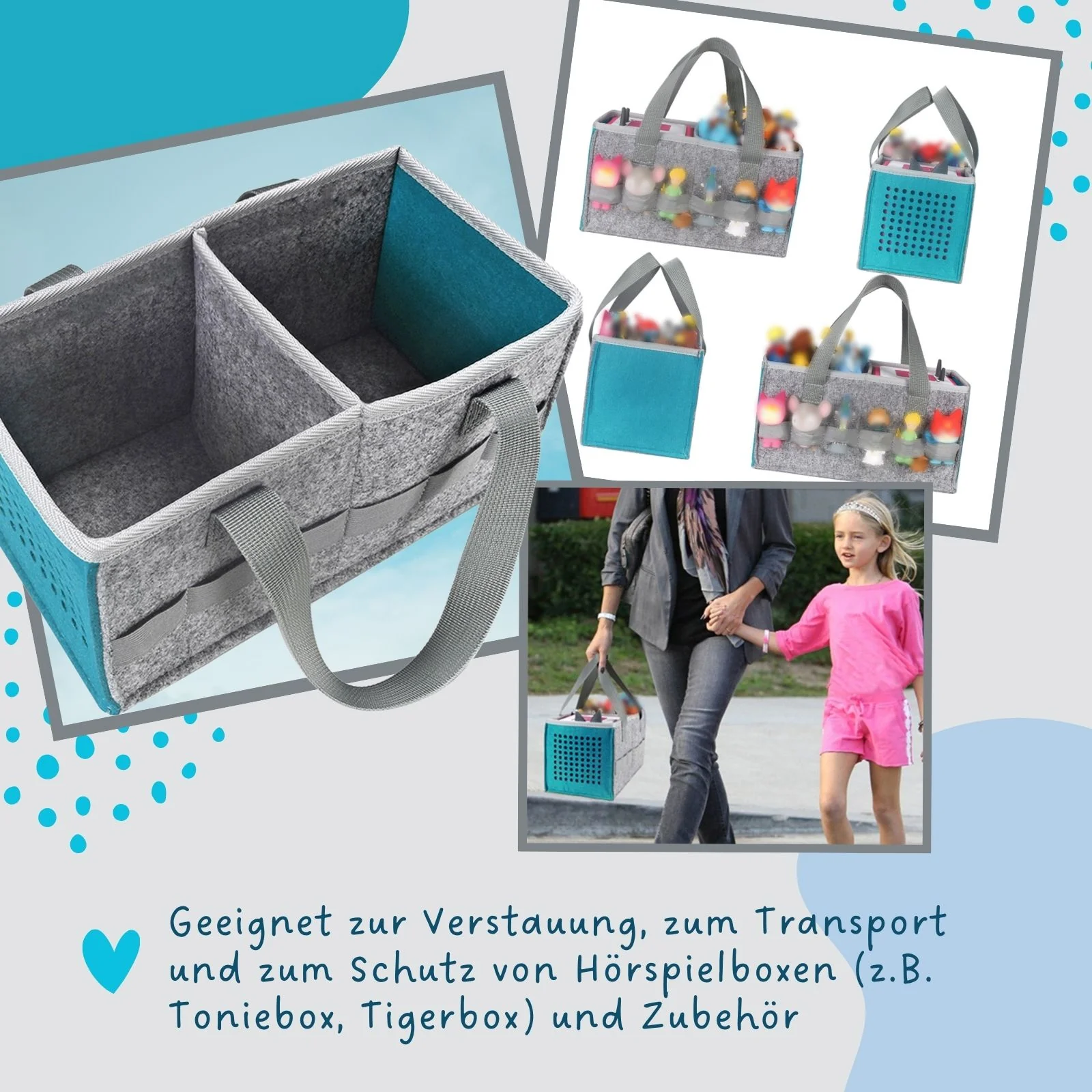Organizer-Tasche für Hörspiel Aufbewahrungstasche für Hörspielbox und Figuren Türkis - Image 3