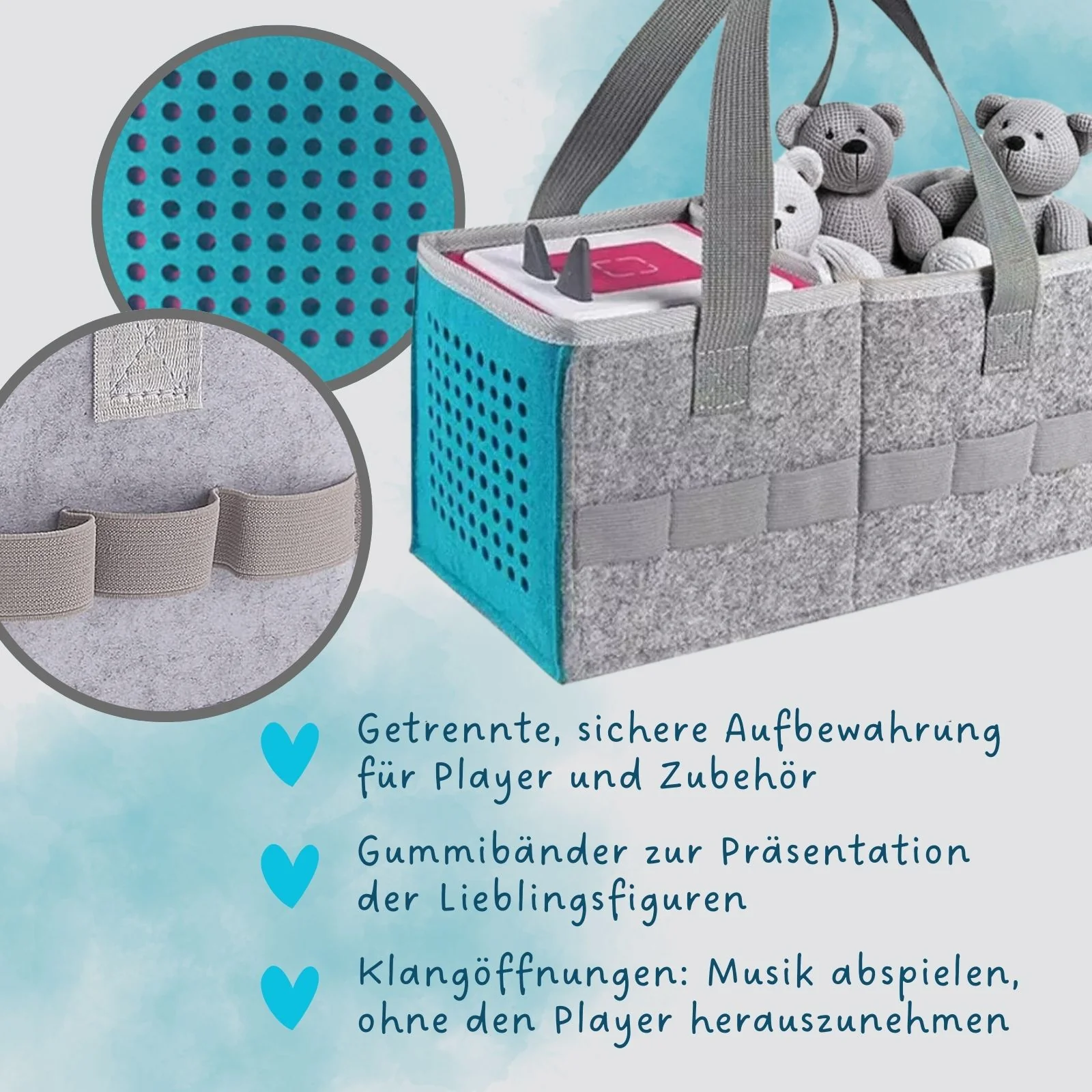 Organizer-Tasche für Hörspiel Aufbewahrungstasche für Hörspielbox und Figuren Türkis - Image 4