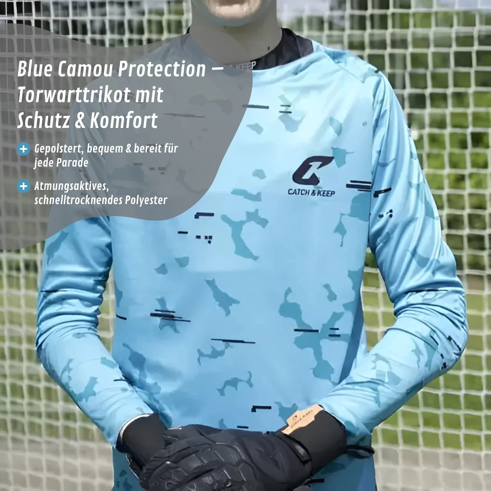 Trikot Blue Camou Protection Torwarttrikot Gr. 152 Fussball Shirt - Image 2