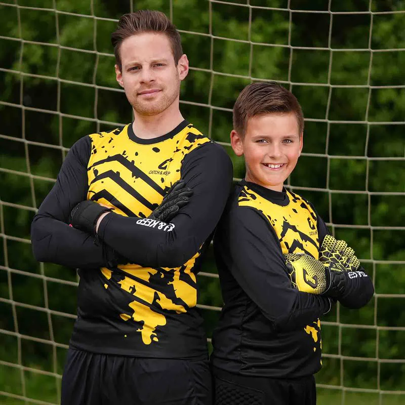 Trikot Protection Torwarttrikot Gr. 140 Gelb-Schwarz Fussball Torwart Shirt Oberteil - Image 4