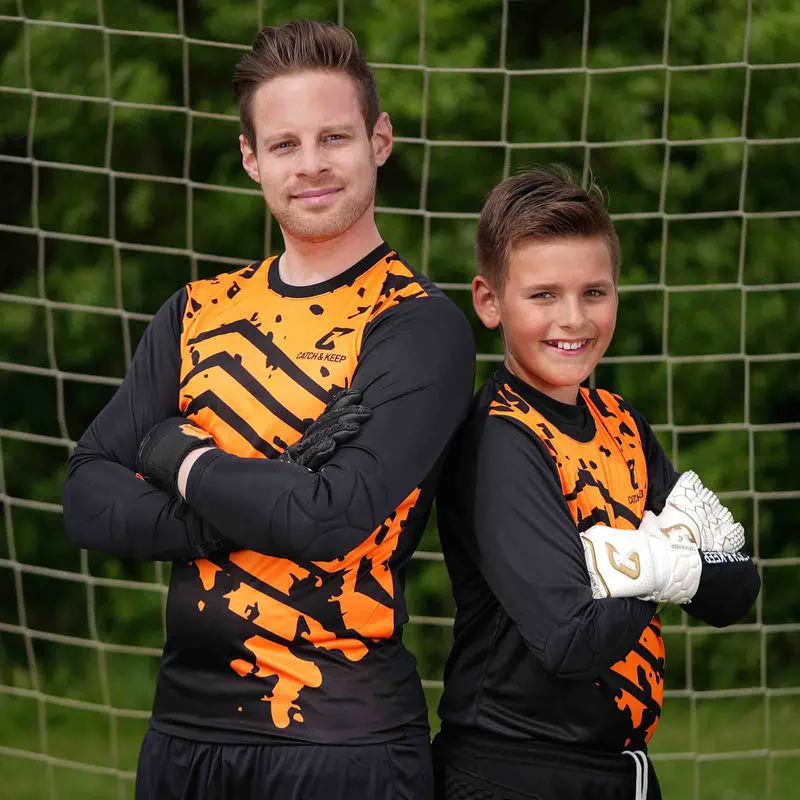 Trikot Protection Torwarttrikot Gr. M Orange-Schwarz Fussball Torwart Shirt Oberteil - Image 4