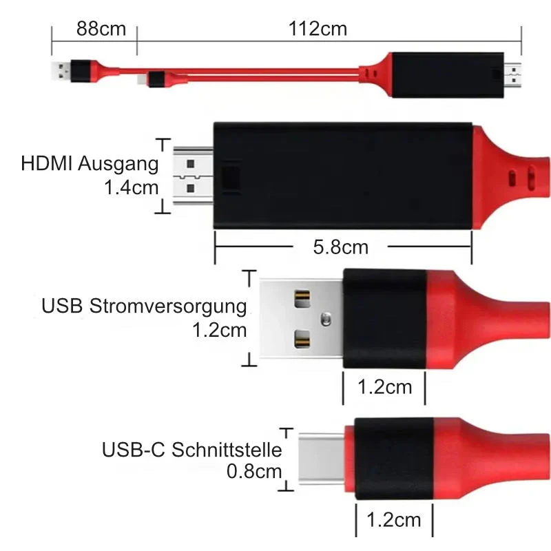 USB-A USB-C HDMI 2m Adapterkabel USB-C USB-A HDMI USB-A USB-C HDMI - Image 7