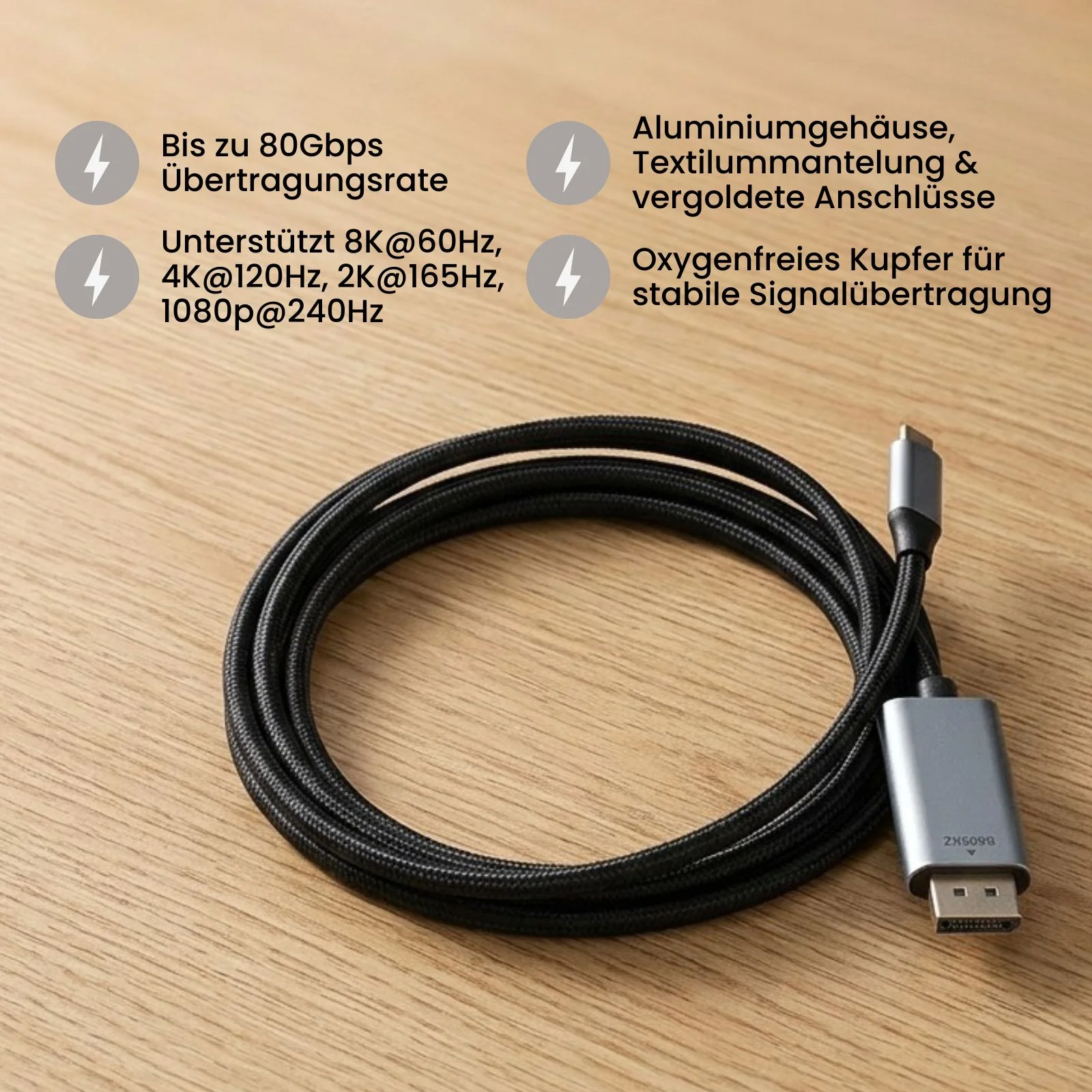 USB-C zu DP Anschluss 2m USB-Typ-C zu DP Kabel USB-C zu DisplayPort - Image 4