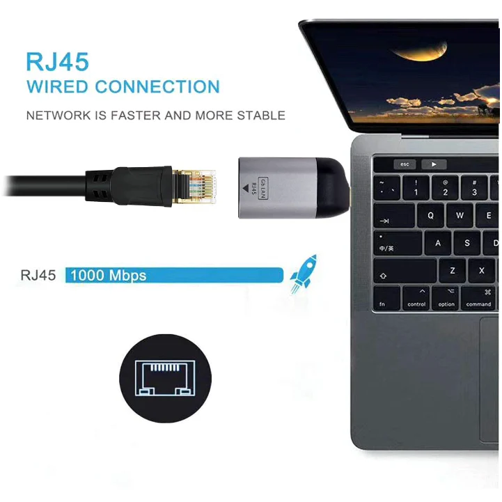 USB-C zu RJ45 Ethernet Adapter Netzwerkverbinder Kabelanschluss m/w - Image 2