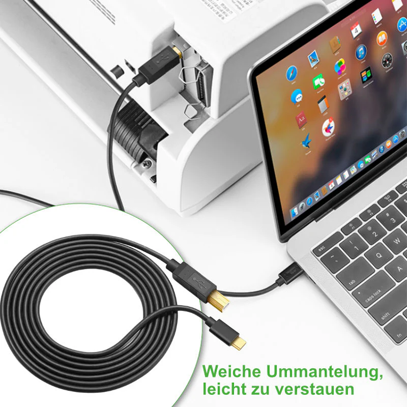 USB-C zu USB-B Druckerkabel 1m Drucker-USB-C-Kabel USB-C Printer-Kabel - Image 2