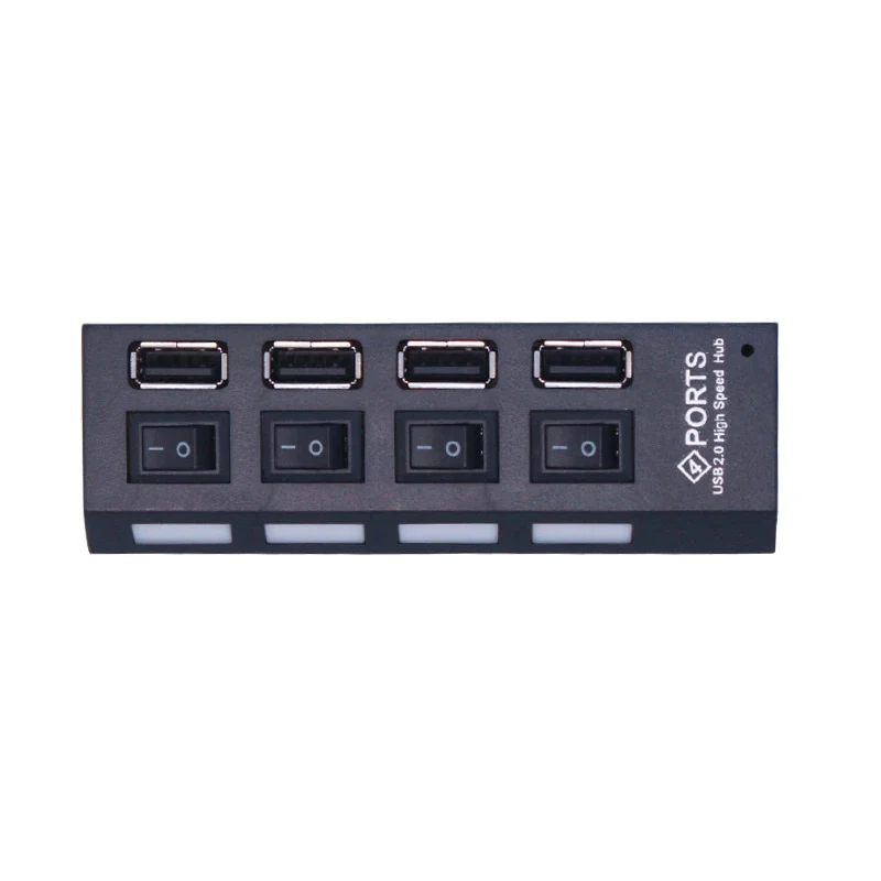 USB-Hub 2.0 4-Anschlüsse Adapter mit Ein- u. Ausschalter und Licht