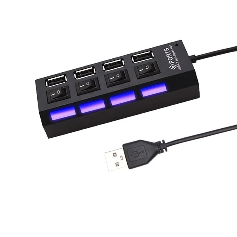 USB-Hub 2.0 4-Anschlüsse Adapter mit Ein- u. Ausschalter und Licht - Image 2
