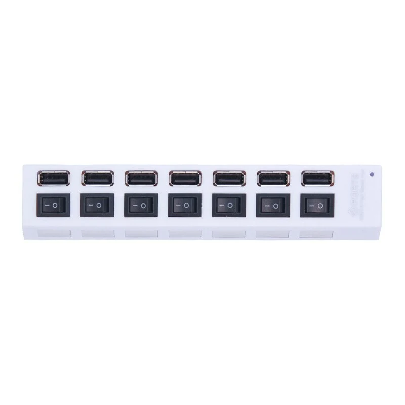 USB-Hub USB-A 2.0 7-Port Adapter mit Ein- u. Ausschalter und Licht - Image 2