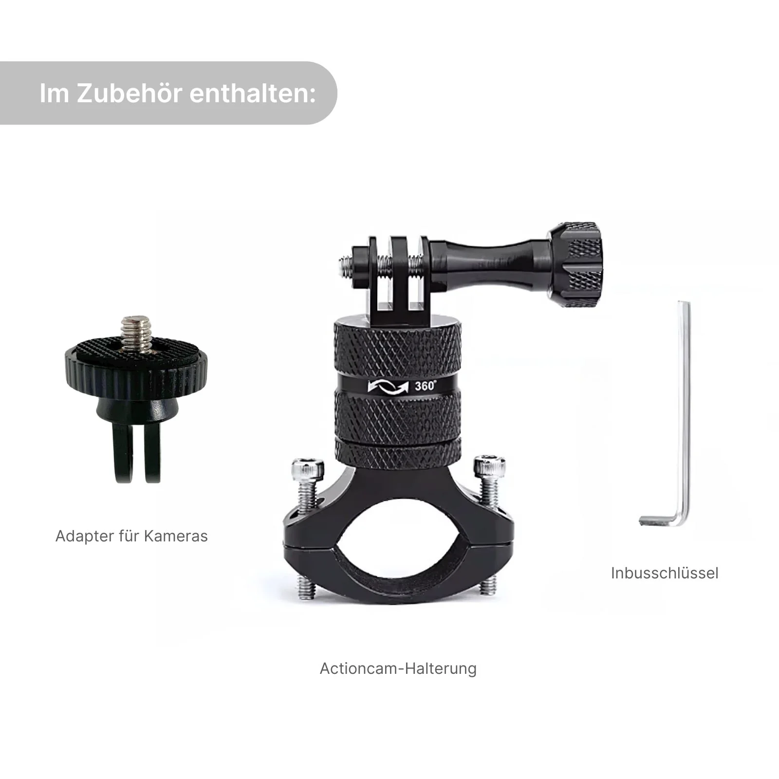 Velo Actioncam-Halterung Fahrradlenker für Insta360 One X GoPro uvm - Image 5