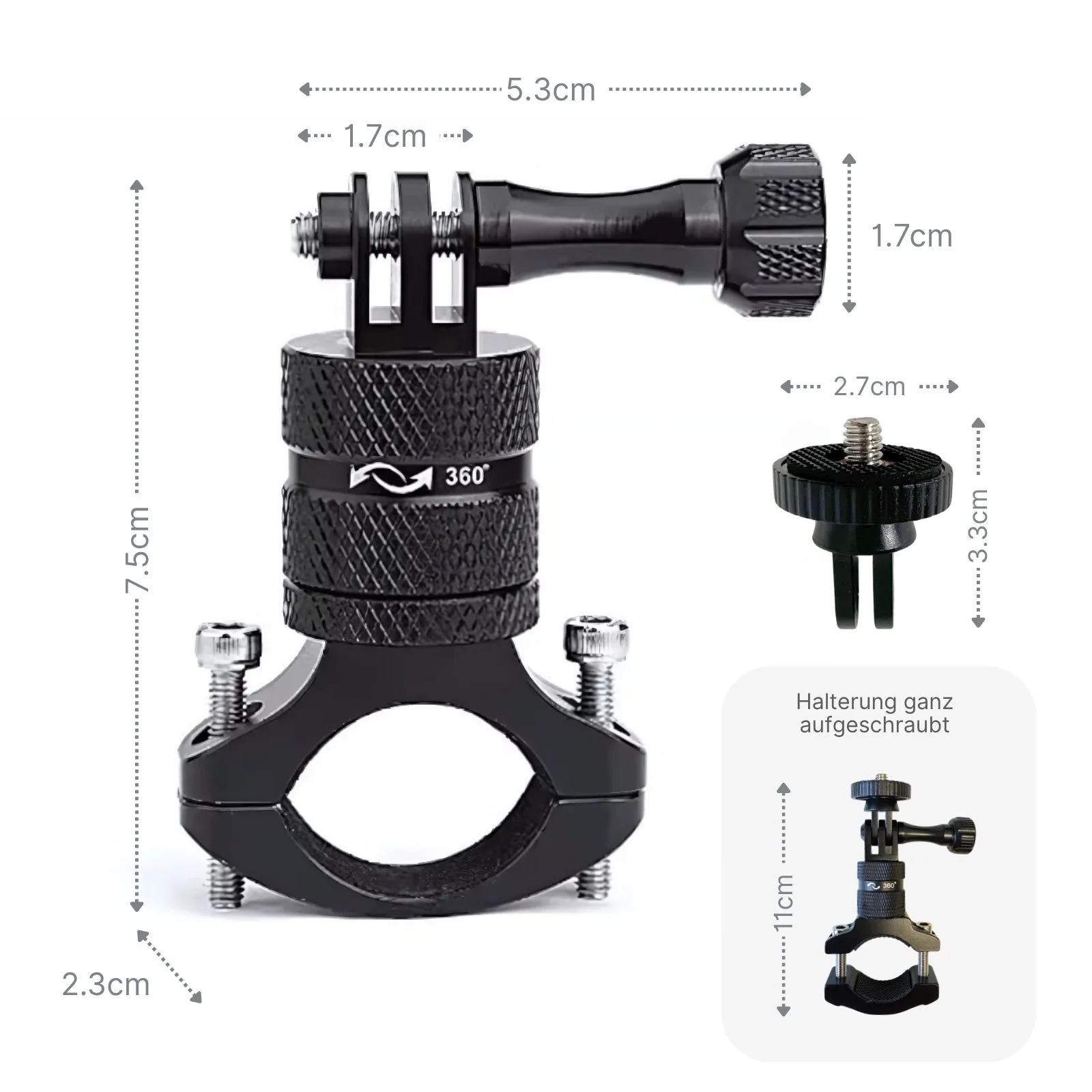 Velo Actioncam-Halterung Fahrradlenker für Insta360 One X GoPro uvm - Image 6